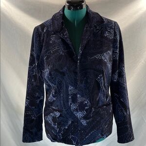 Chico's Velvet Navy Paisley Blazer